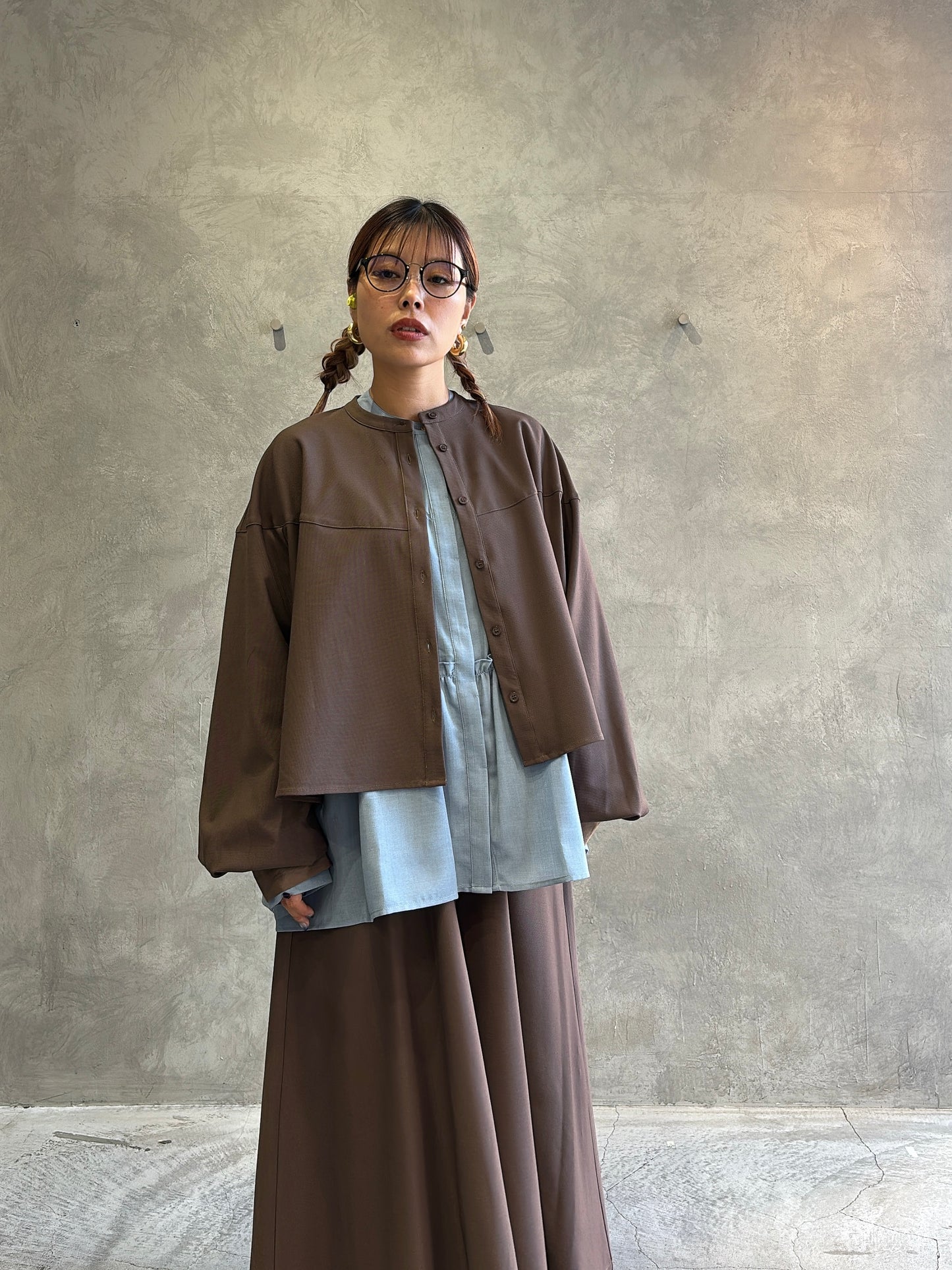 ラウンドステッチサーキュラシャツ/CYAN tokyo