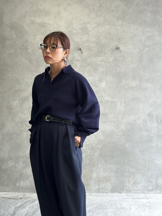 衿付きミラノリブニット/palm RICHE