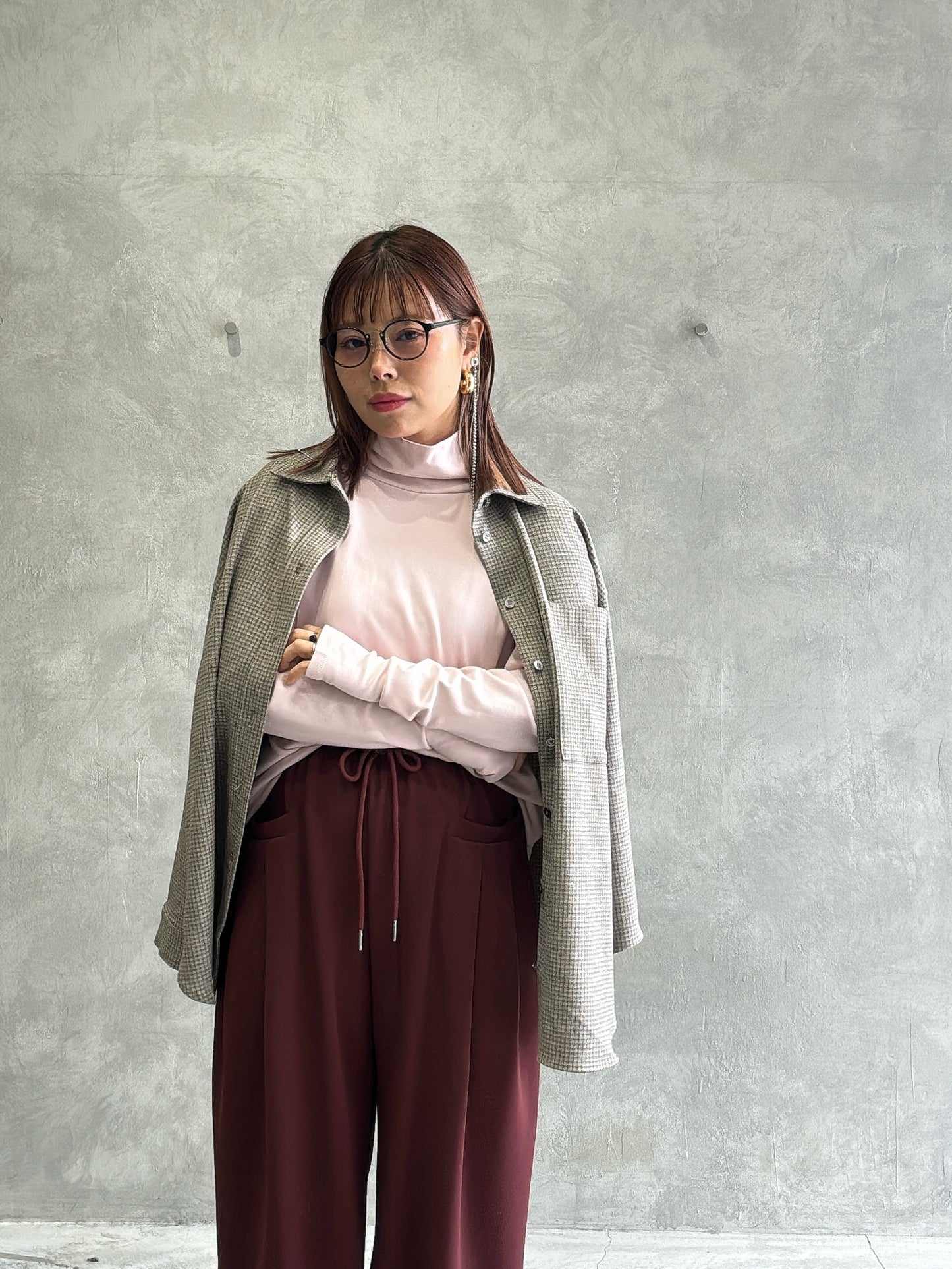 ピーチ起毛チェックシャツ/Dignite collier