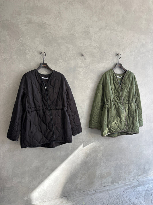 キルティングVネックショートコート/trois