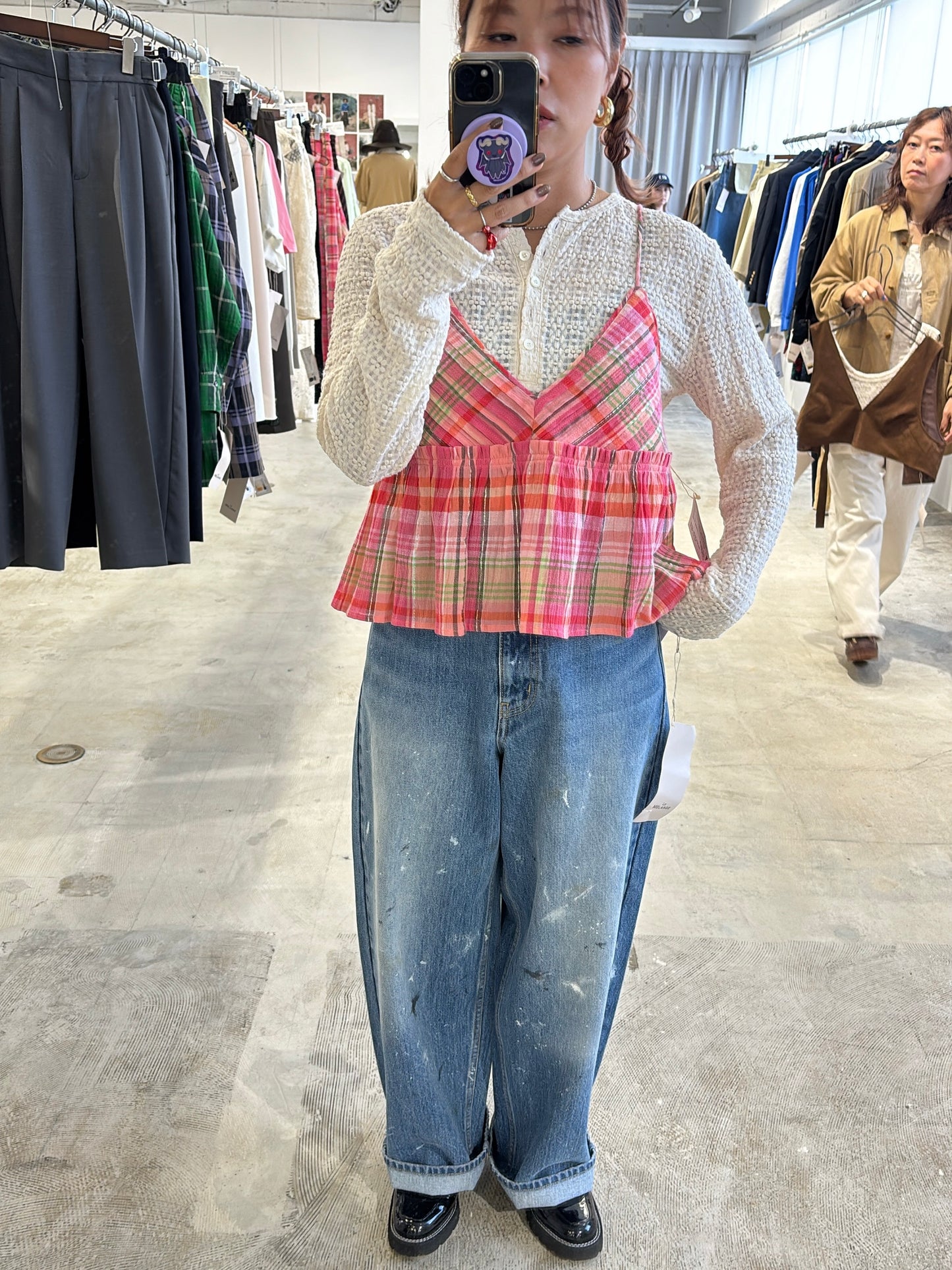 受付終了【予約販売】ストライプ柄・チェック柄キャミソール／8613210／LE MÉLANGE