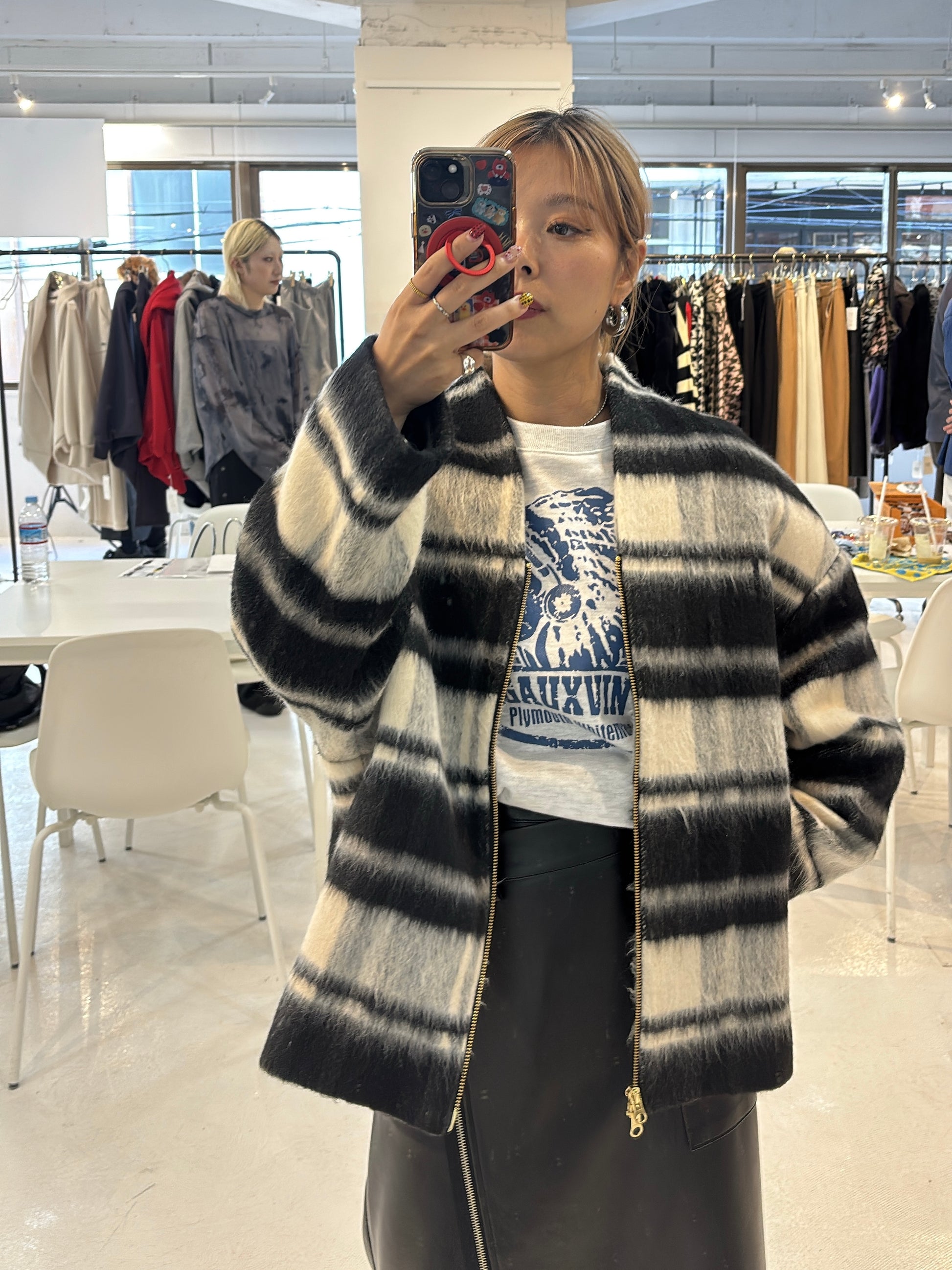 【予約⚡︎販売】シャギージップコート（チェック柄）／MG CO-26129-A／MARGAUX VINTAGE／2026 AW＃2