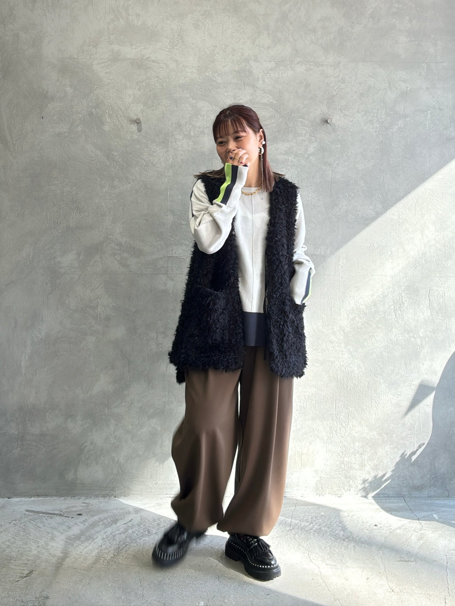 配色ドルマンニット