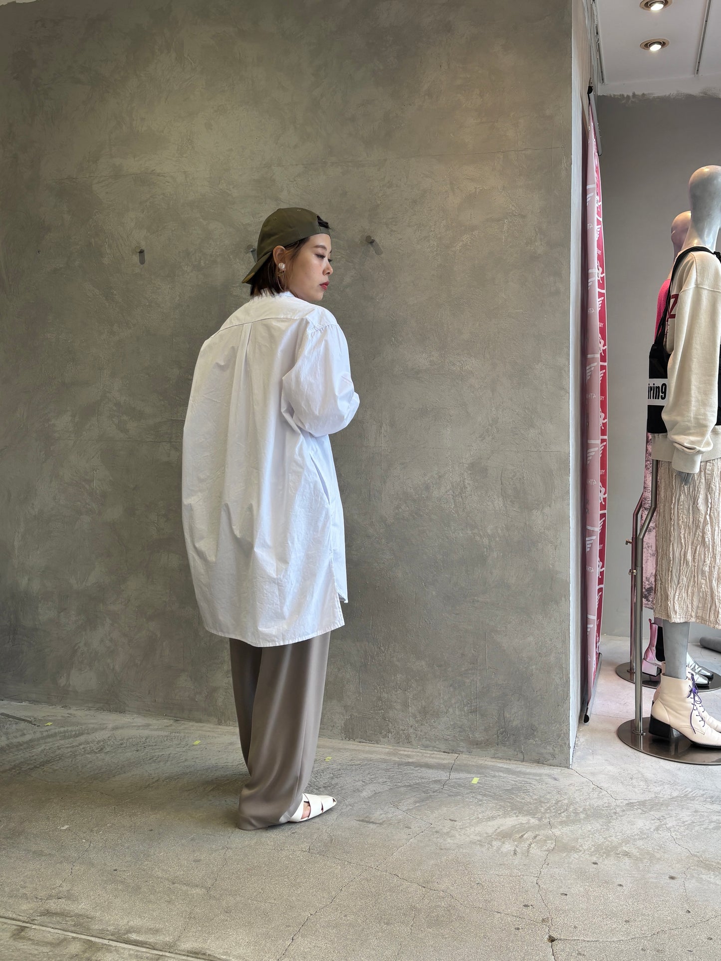 ノーカラーロングシャツ／VENT BLANC