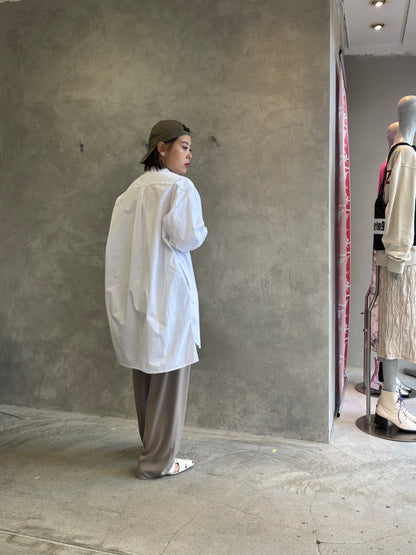 ノーカラーロングシャツ／VENT BLANC
