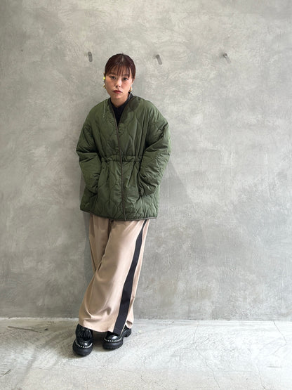 ピーチポプリンサイドテープワイドパンツ／trois