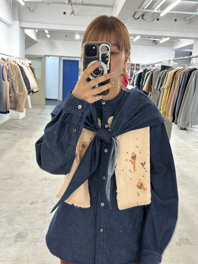 受付終了【予約⚡︎販売】スタンドカラーデニムシャツ（スカーフ付き）／#8643203／LE MÉLANGE／2026 AW #1