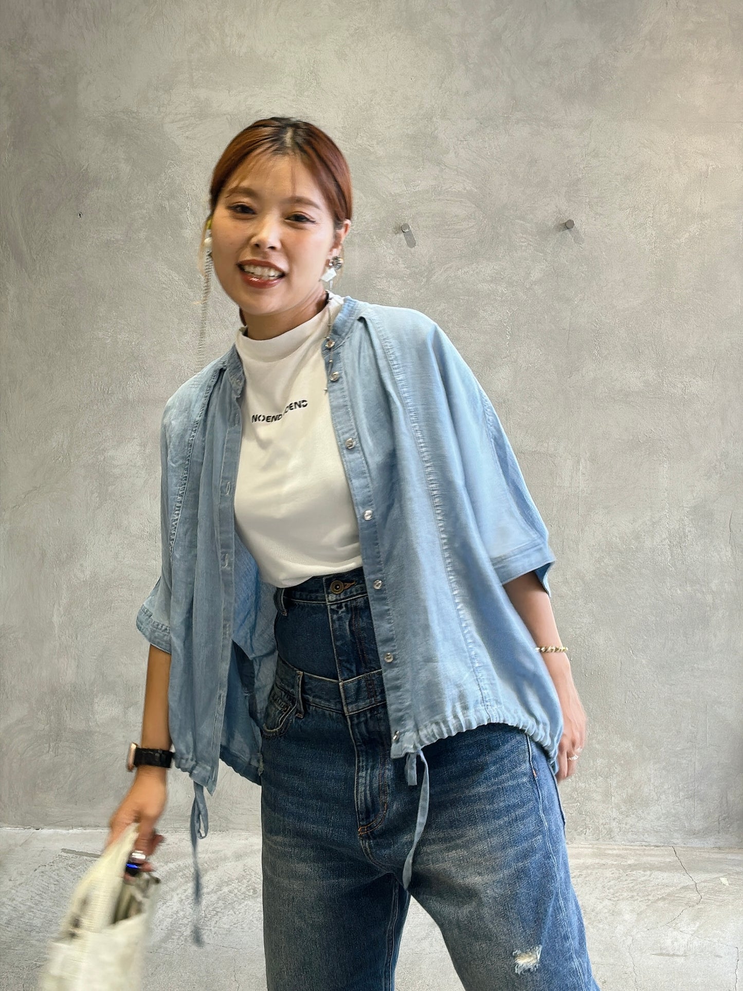 シアーデニムポンチョブラウス／CYNICAL