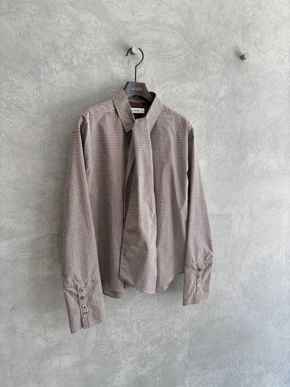 タイ付きチェックシャツ／LE MÉLANGE