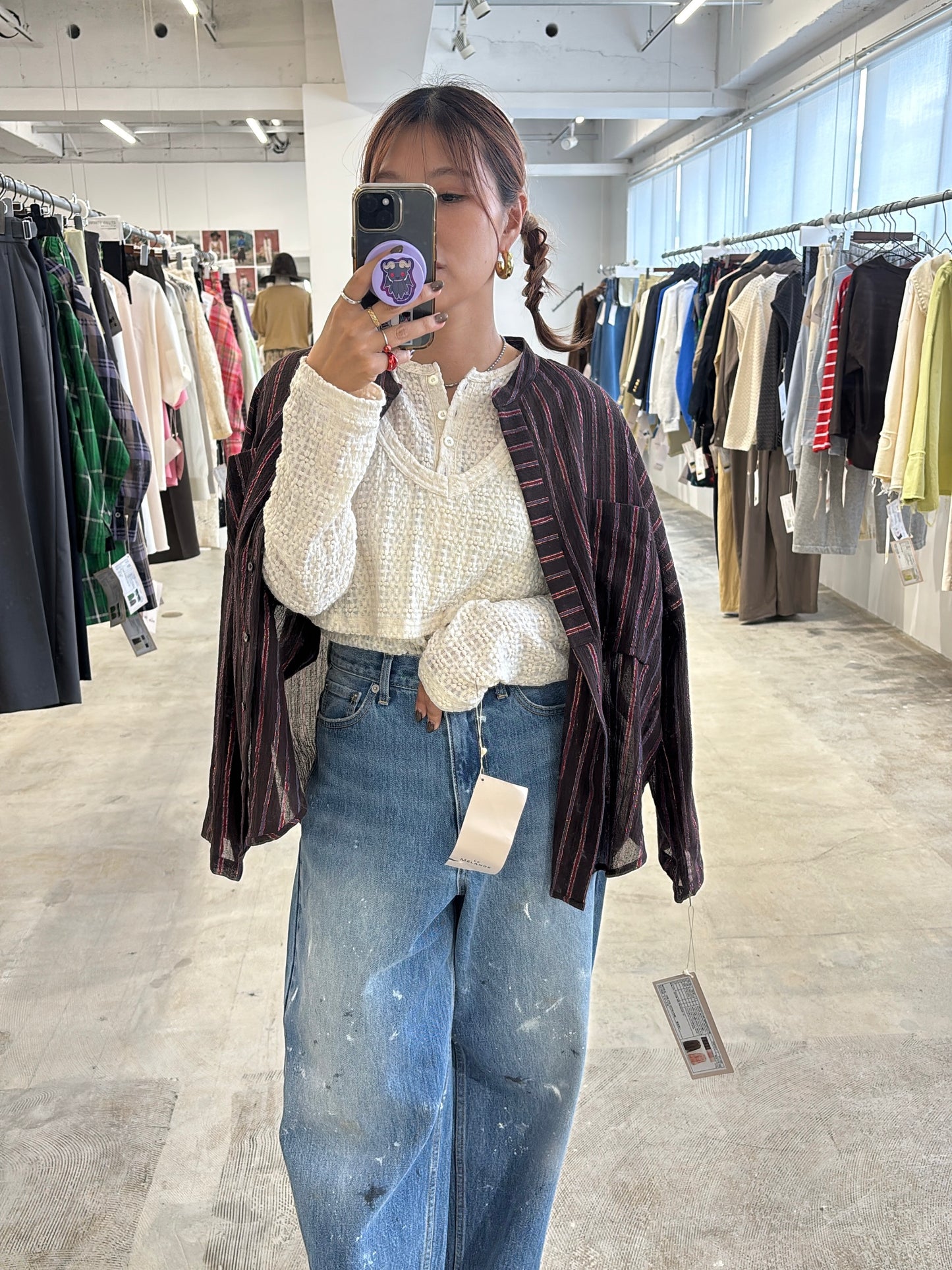 受付終了【予約販売】ストライプ柄・チェック柄シャツ／8613211／LE MÉLANGE