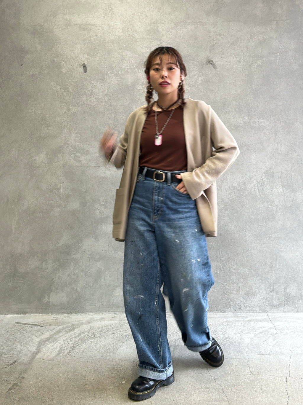 メッシュノーカラージャケット／Dignite collier