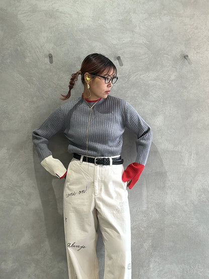 【再入荷】3カラー配色リブニット／LHELBIE