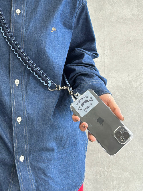 ⭐︎コラボ【予約販売】Denim・デニムカラー／2wayパラコードスマホショルダー／ネオホイップウェーブ／受注生産