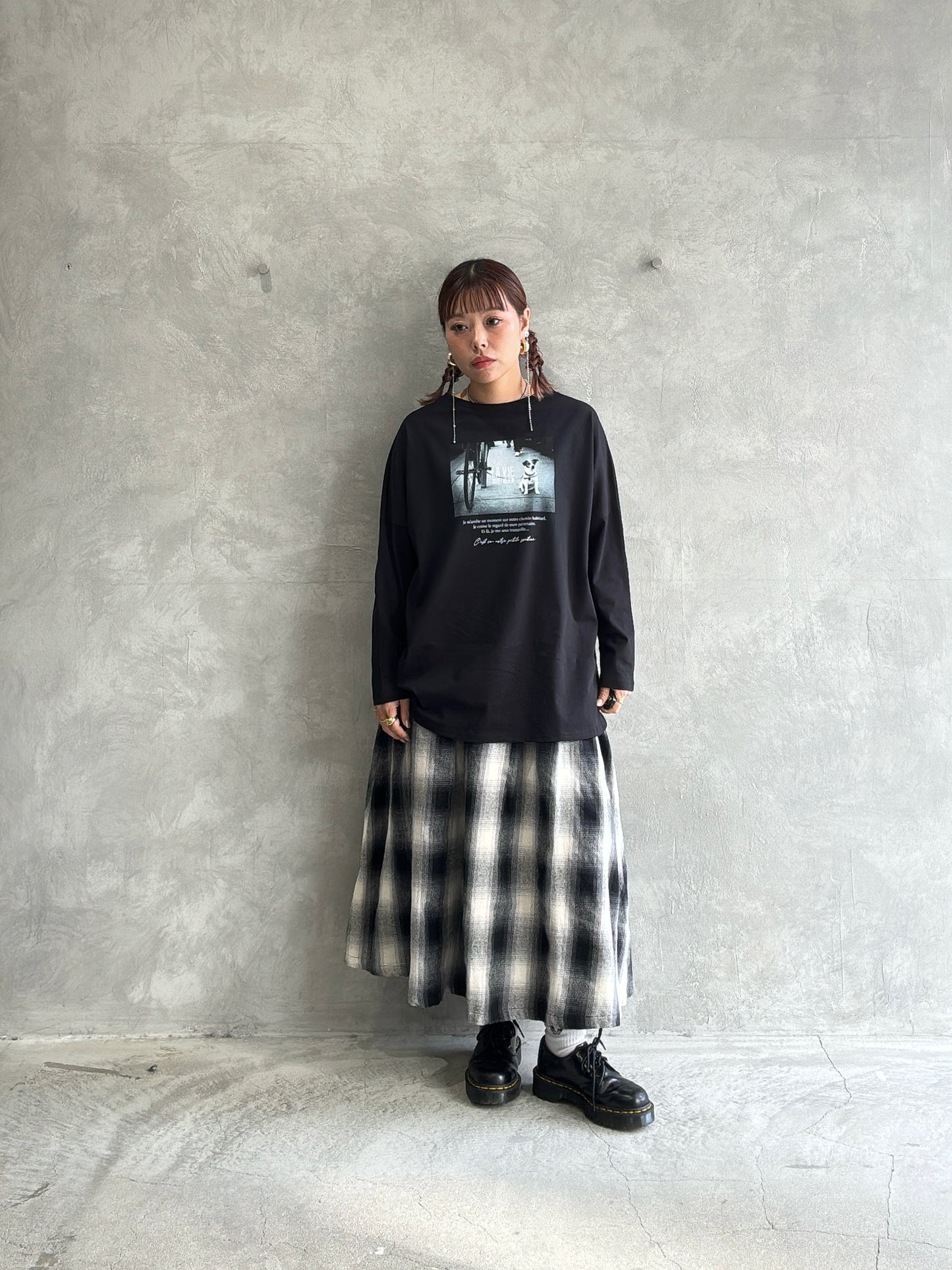 チェックタックスカート／Dignite collier