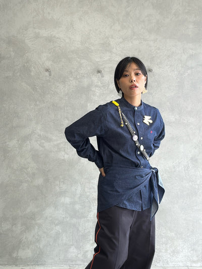 スタンドカラーデニムシャツ（スカーフ付き）／#8643203／LE MÉLANGE／2026 AW #1