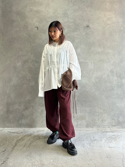 シャーリングティアードブラウス／CYAN tokyo