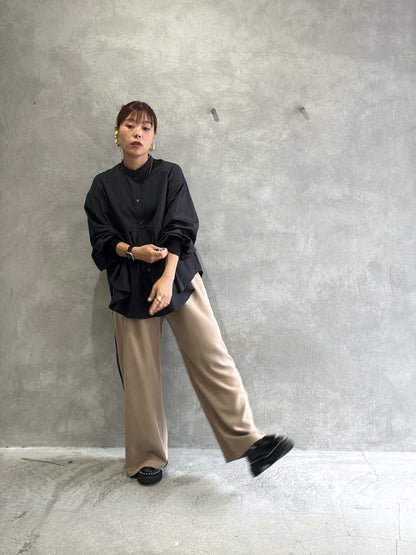 ピーチポプリンサイドテープワイドパンツ／trois