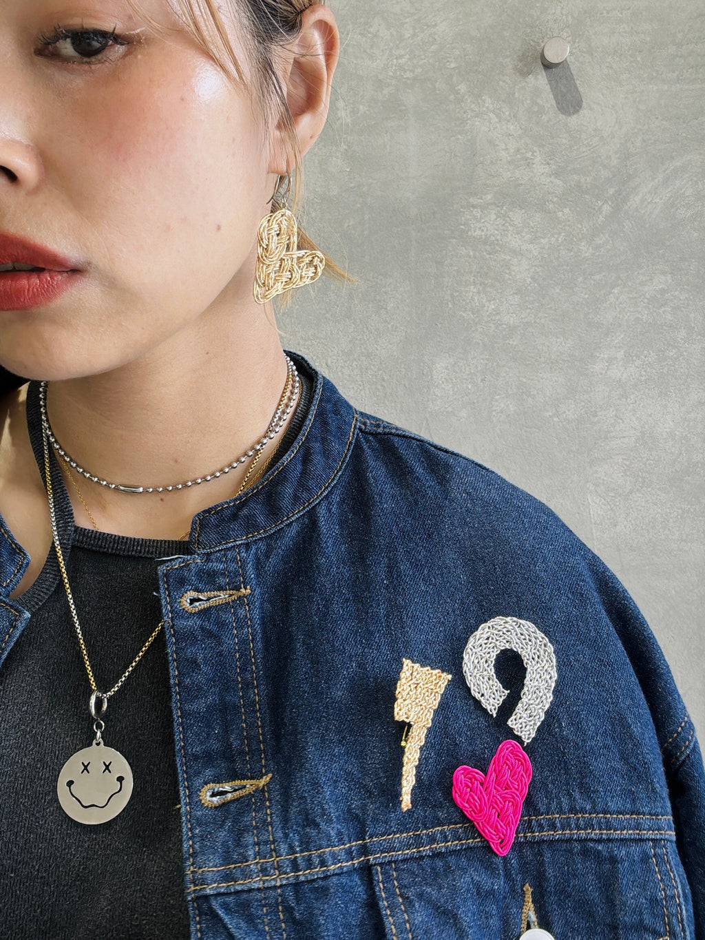 結び屋虹園×No.9コラボ／ハートの揺れるピアス（ピアス・イヤリング）