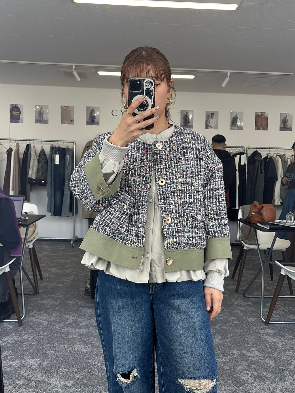 【予約⚡︎販売】ハーフスリーブ MIXツイードJK／604483／CYAN tokyo／2026 AW#1