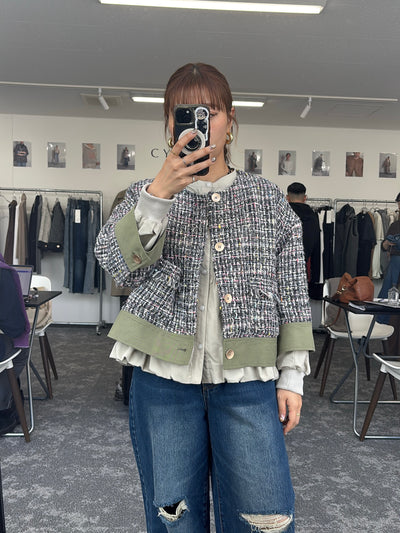 【予約⚡︎販売】ハーフスリーブ MIXツイードJK／604483／CYAN tokyo／2026 AW#1