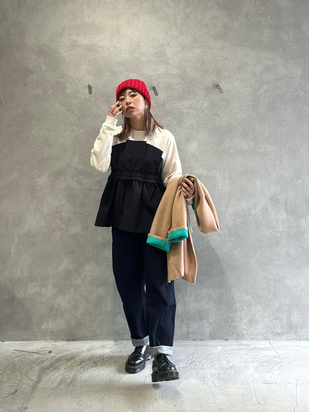 フリル切替スウェット