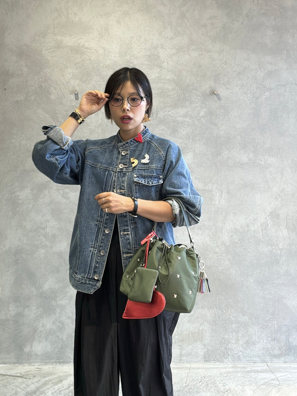 【予約販売】スタッズパディング巾着バッグ／cheek