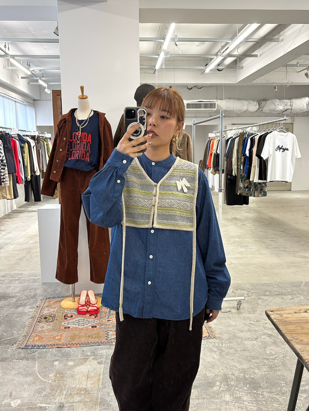 受付終了【予約⚡︎販売】スタンドカラーデニムシャツ（スカーフ付き）／#8643203／LE MÉLANGE／2026 AW #1