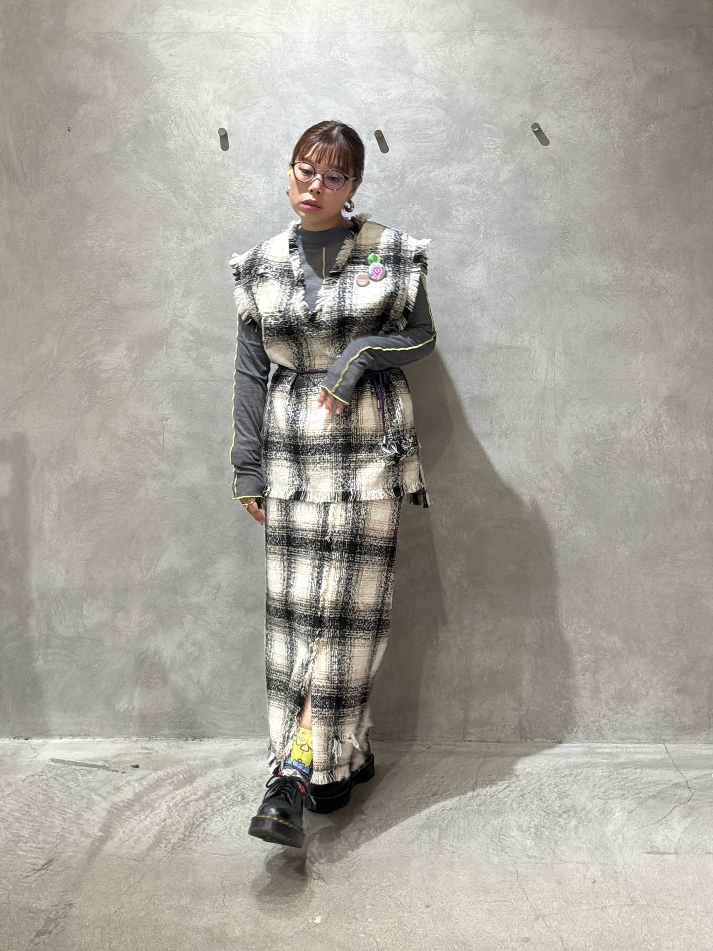 クラッシュツイードタイトスカート／the Nines