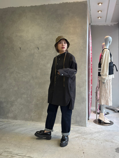 ノーカラーロングシャツ／VENT BLANC