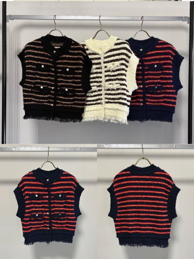 【予約⚡︎販売】ボーダーシャネルニットベスト／MG KN - 27021 - S／MARGAUX VINTAGE／2027 PRE SPRING COLLECTION