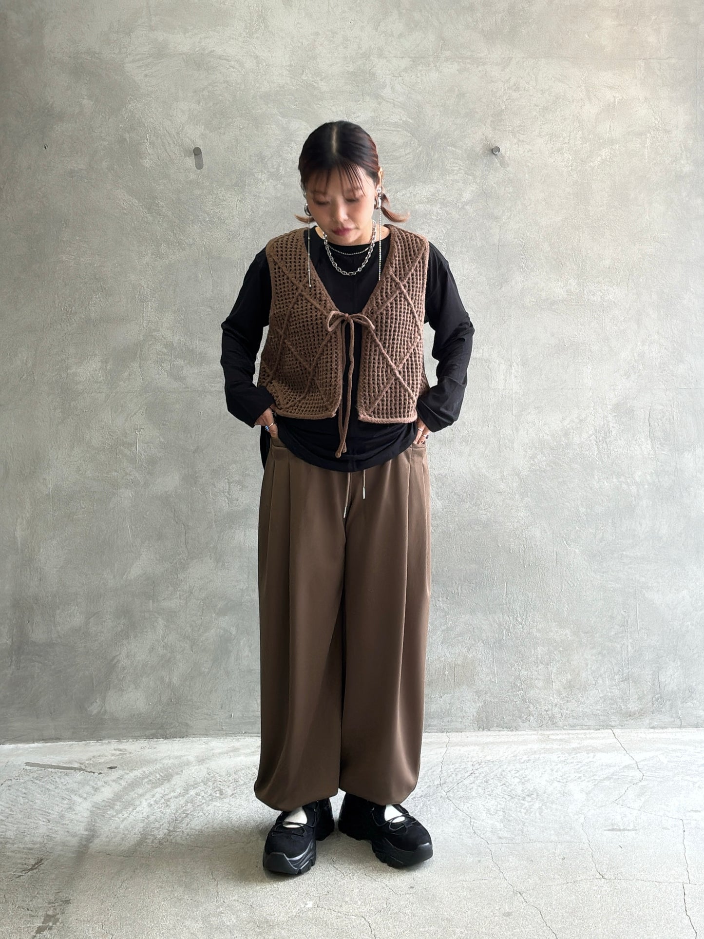 透かしアーガイルニットベスト／CYAN tokyo