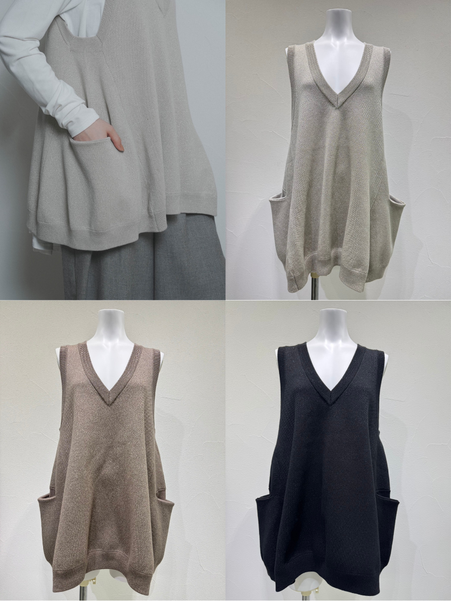 【予約⚡︎販売】フレアヘムラメニットベスト／607539／607540／CYAN tokyo／2026 AW#2