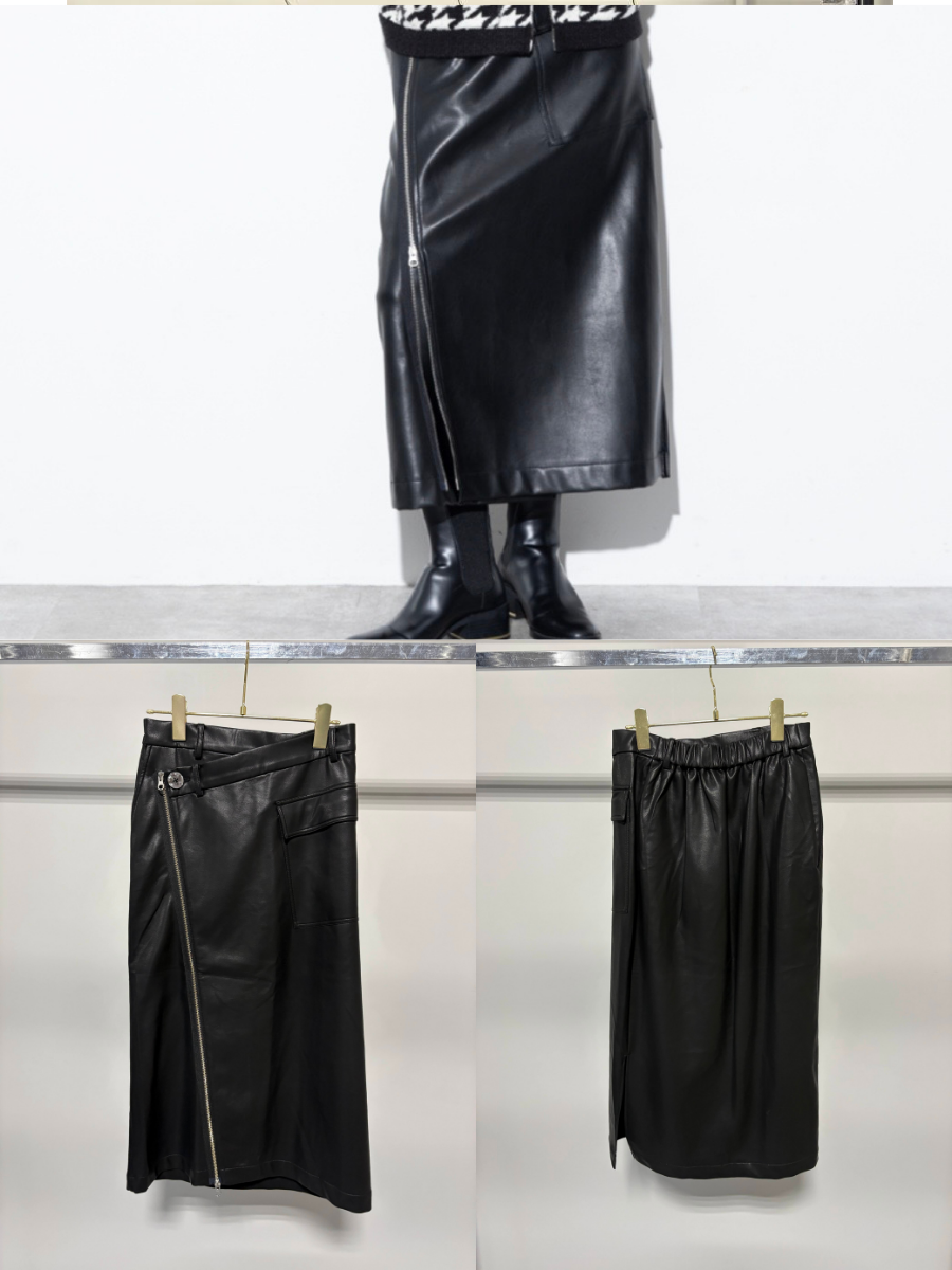 【予約⚡︎販売】レザーラップスカート／MG SK-26135-A／MARGAUX VINTAGE／2026 AW＃2