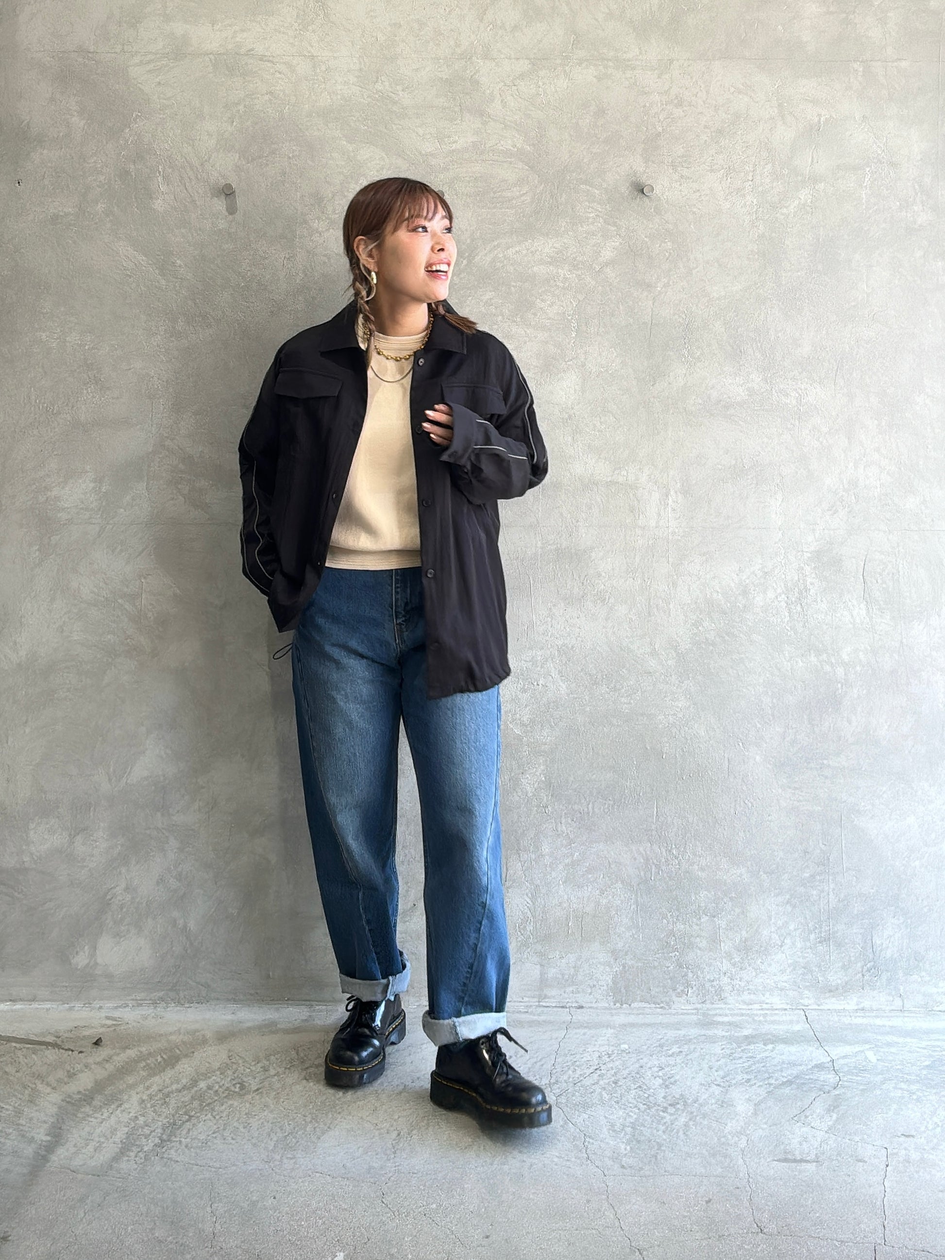 パイピングナイロンシャツ