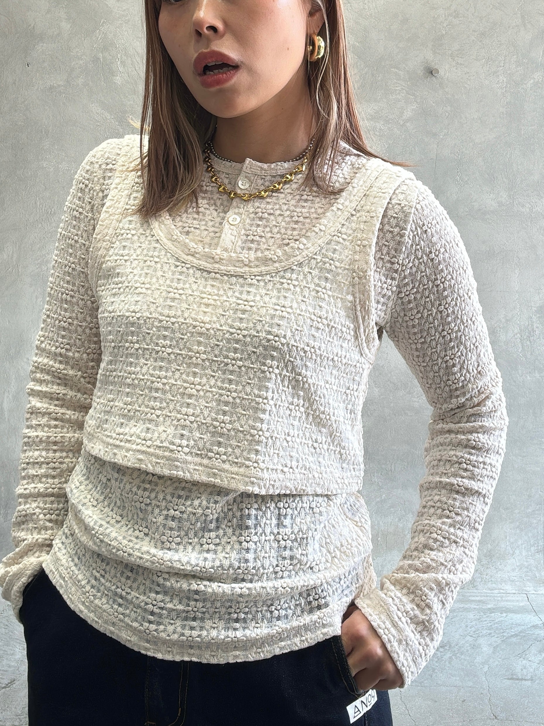 ショート丈キャミソール／8611001／LE MÉLANGE