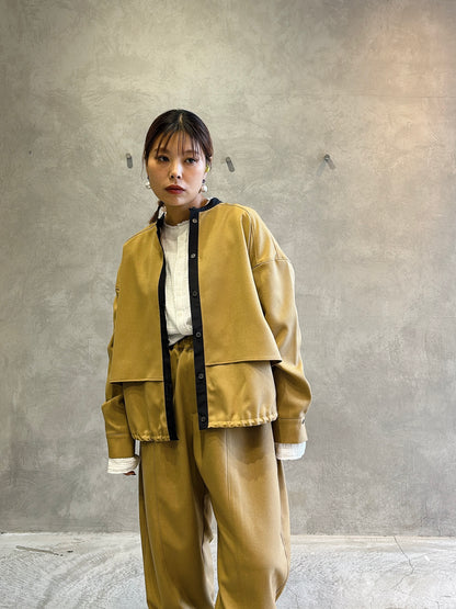 ノーカラードッキングシャツ／trois