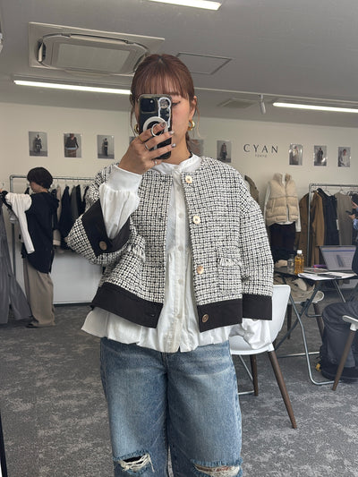 【予約⚡︎販売】ハーフスリーブツイードJK／604484／CYAN tokyo／2026 AW#1