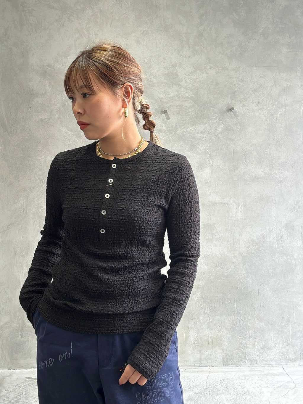 ヘンリーネックカットソー／8611002／LE MÉLANGE