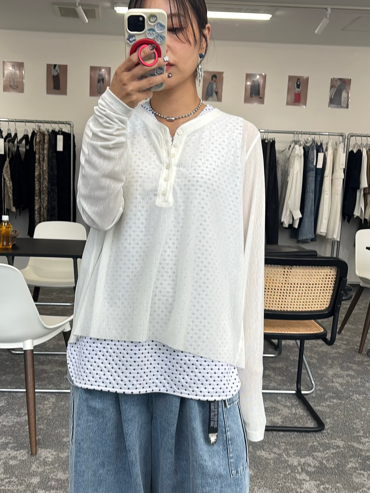 【予約⚡︎販売】ノースリドットVネックヘンリー／710563／CYAN TOKYO／2027SS #1
