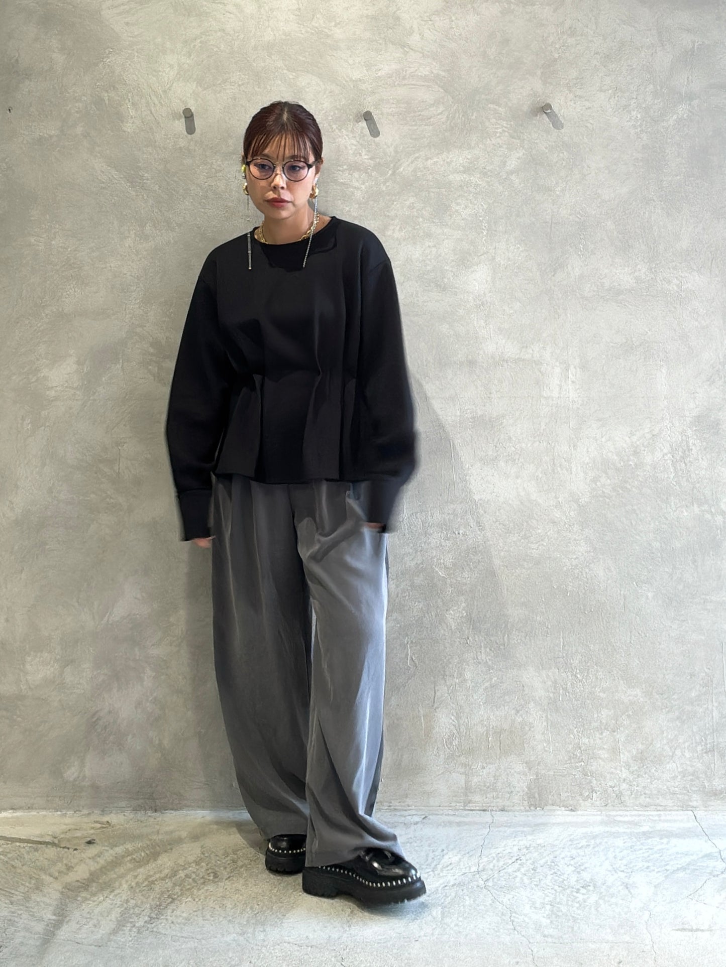 ピーチポプリンサイドテープワイドパンツ／trois