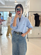 【予約⚡︎販売】オックスフォードフリルシャツ／MG BL - 27013 - S／MARGAUX VINTAGE／2027 PRE SPRING COLLECTION