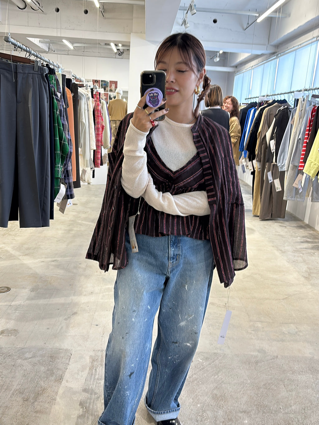 受付終了【予約販売】ストライプ柄・チェック柄キャミソール／8613210／LE MÉLANGE