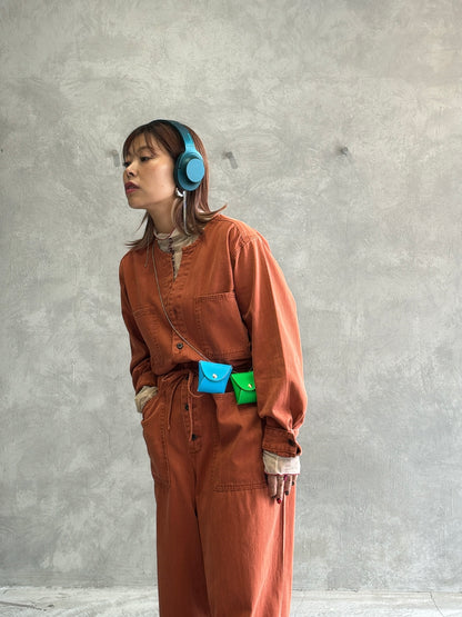 ヘリンボーンノーカラージャンプスーツ／LE MÉLANGE