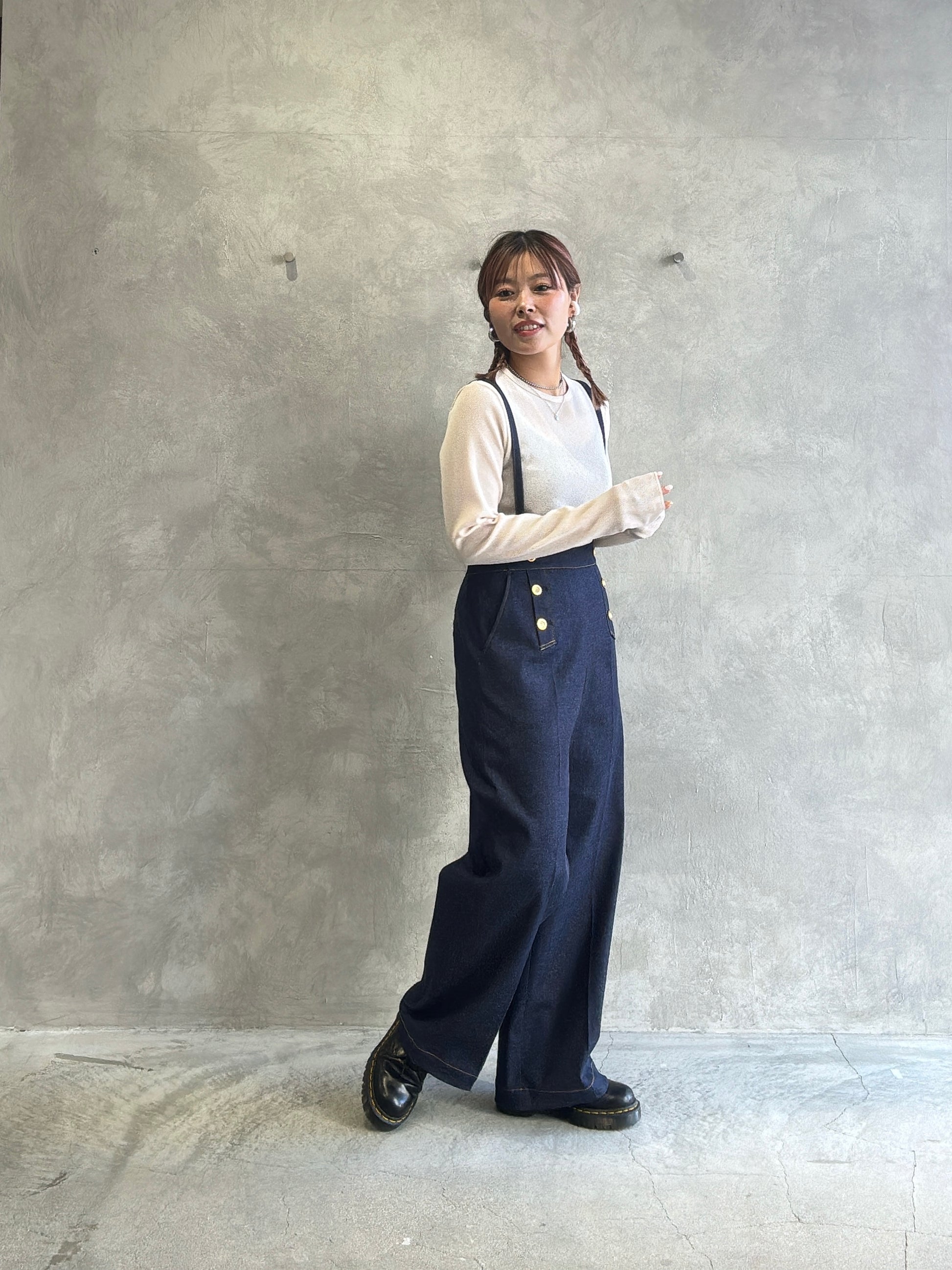 trois／ストレッチデニムストラップマリンパンツ