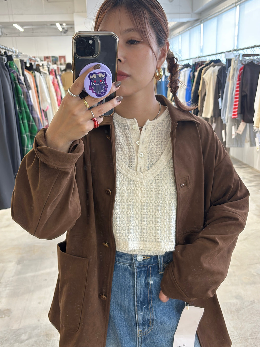 受付終了【予約販売】ECOスウェードシャツジャケット／8613801／LE MÉLANGE