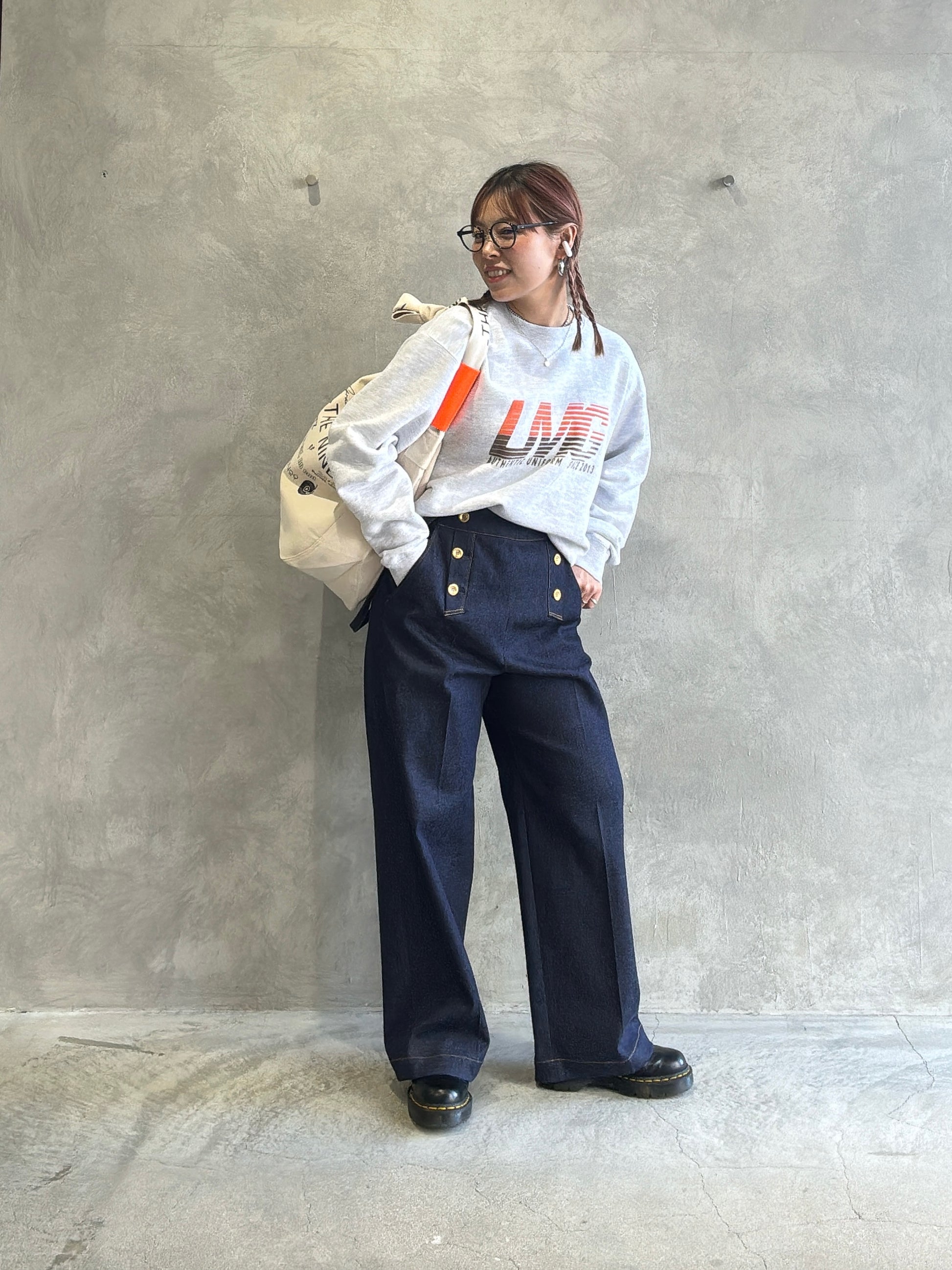 trois／ストレッチデニムストラップマリンパンツ