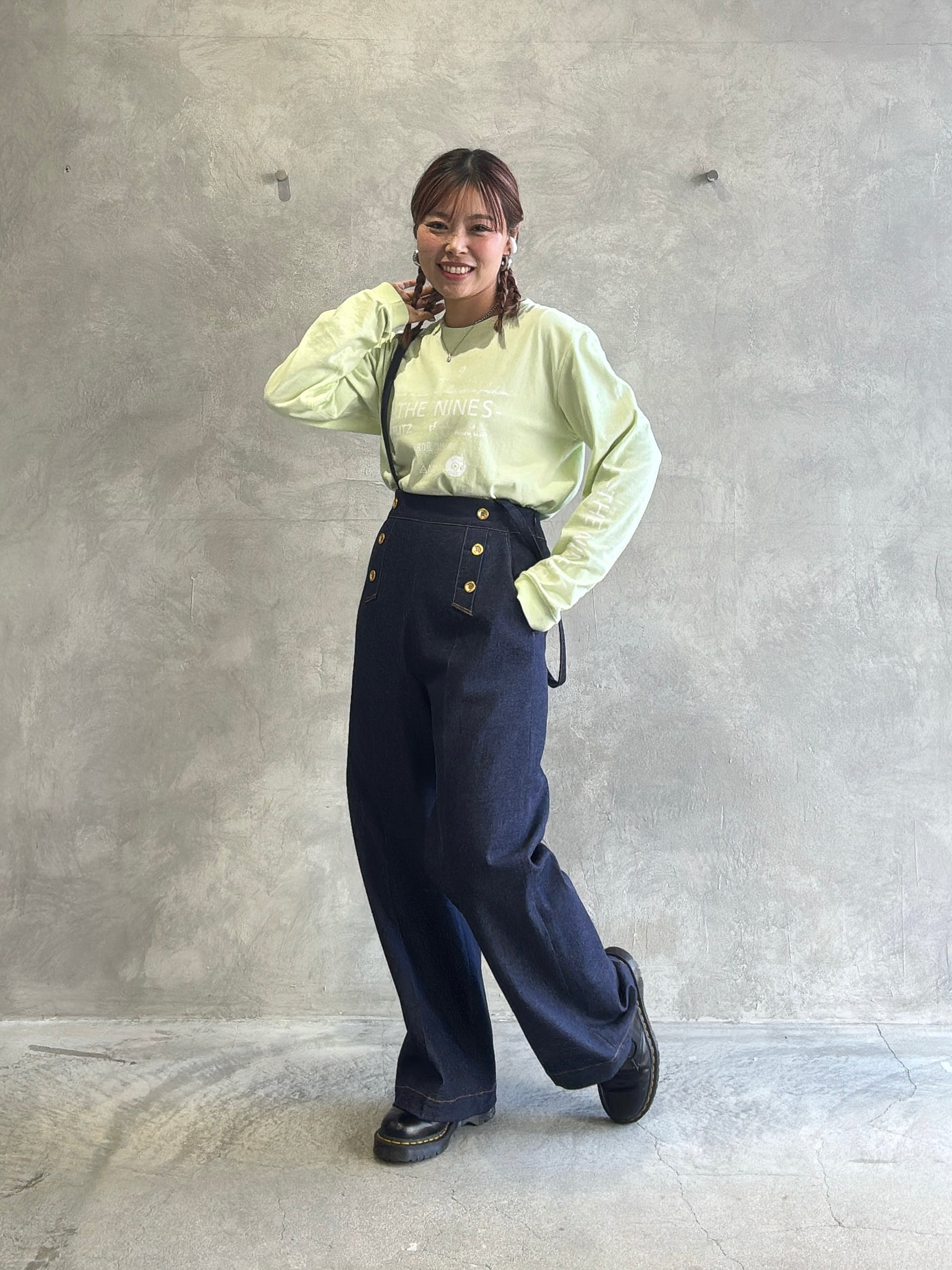 trois／ストレッチデニムストラップマリンパンツ