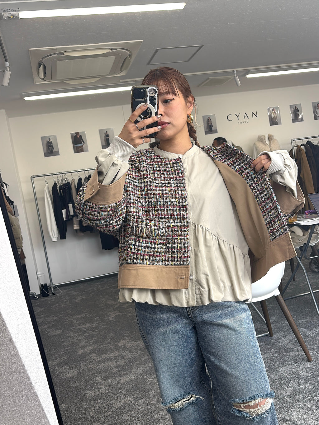 【予約⚡︎販売】ハーフスリーブ MIXツイードJK／604483／CYAN tokyo／2026 AW#1