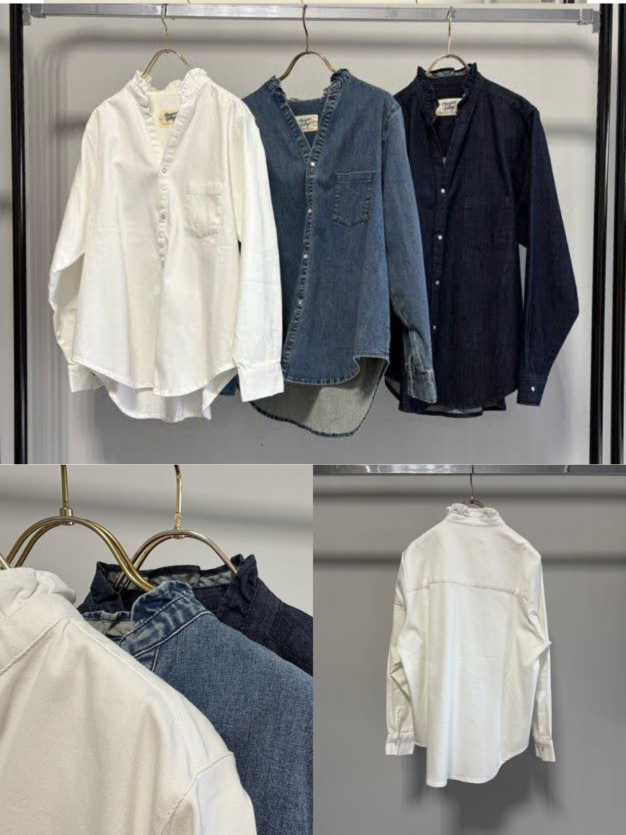【予約⚡︎販売】ライトオンスデニムフリルシャツ／MG BL - 27014 - S／MARGAUX VINTAGE／2027 PRE SPRING COLLECTION