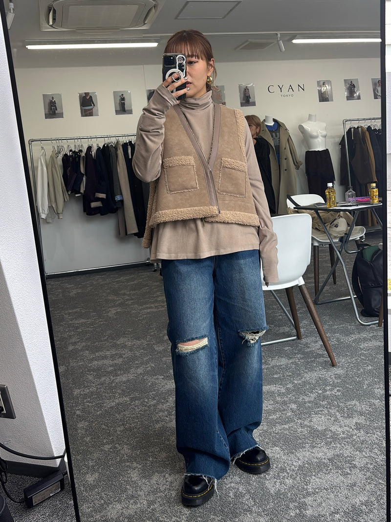 【予約⚡︎販売】クラッシュデニムヴィンテージワイドパンツ／604494／CYAN tokyo／2026 AW#1